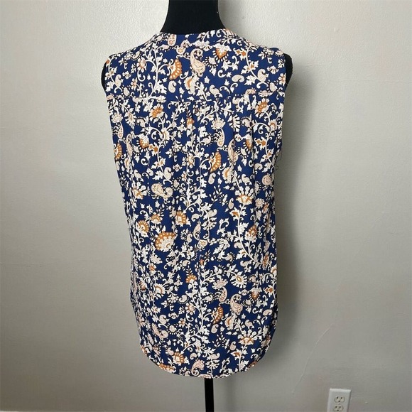 Willi Smith Floral Print Sleeveless Blouse V-Neck Casual Top Size M - Picture 3 of 7